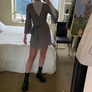 Bell sleeve wrap dress